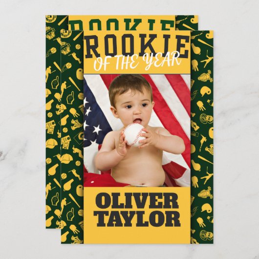 Rookie des Jahres Foto Kid's Party Einladung (Vorne/Hinten)