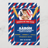 Rookie des Jahres Foto Kid's Party Einladung (Vorne/Hinten)