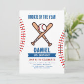 Rookie des Jahres Geburtstag Baseball-Party Einladung (Stehend Vorderseite)