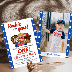 Rookie des Jahres Jungs Baseball 1. Geburtstag Einladung
