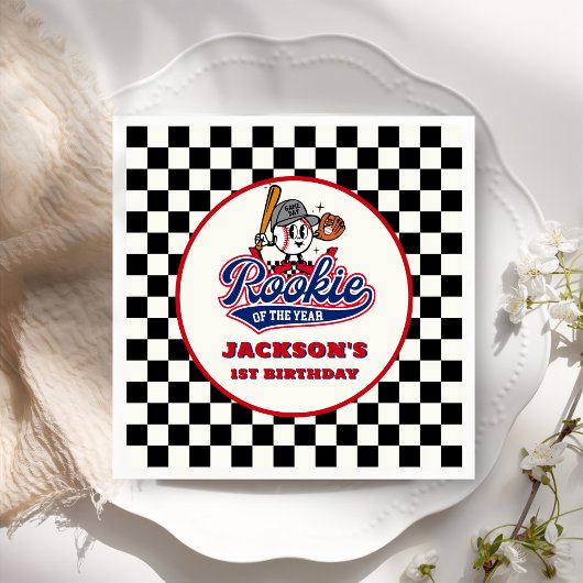 Rookie des Jahres Personalisiert Baseball Geburtst Serviette