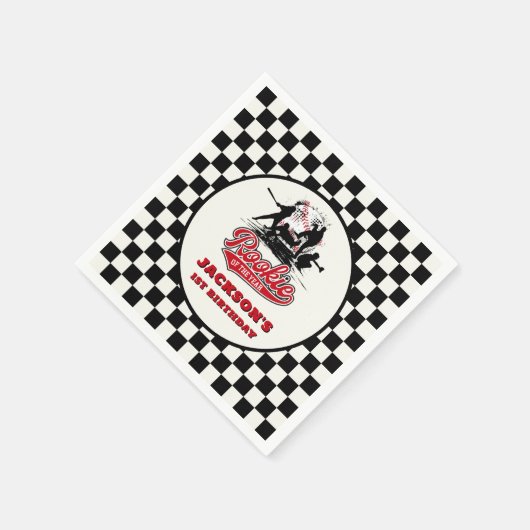 Rookie des Jahres Personalisiert Baseball Geburtst Serviette (Ecke)