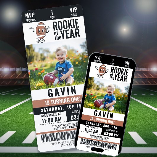 Rookie des Jahres Retro Football Foto Geburtstag Einladung