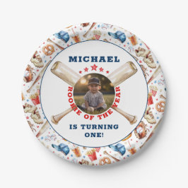 Rookie des Jahres Wasserfarbe Baseball Geburtstag Pappteller