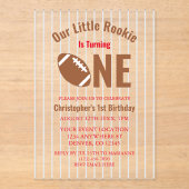 Rookie Football 1. Geburtstag Acryleinladungen (Vorderseite)