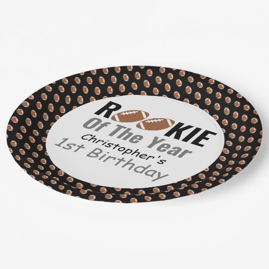 Rookie Football 1. Geburtstag Pappteller (Schrägansicht)