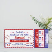 Rookie Jahr 1. Geburtstag Baseball Ticket Einladung (Stehend Vorderseite)
