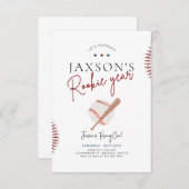 Rookie Jahr Erstgeburt Einladung Baseball (Vorne/Hinten)