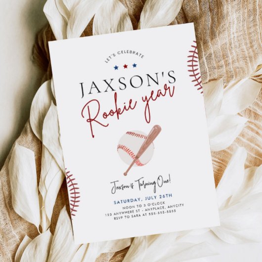 Rookie Jahr Erstgeburt Einladung Baseball