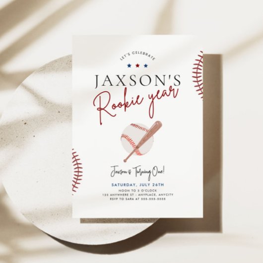 Rookie Jahr Erstgeburt Einladung Baseball