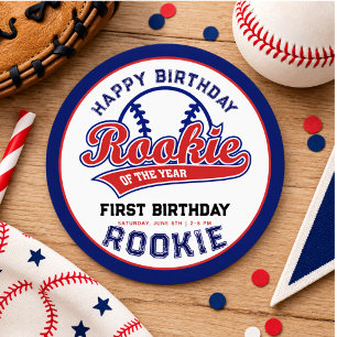 Rookie of the Year 1. Geburtstag Baseball Runder Aufkleber