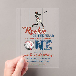 Rookie of the Year Baseball 1. Geburtstag Acryleinladungen