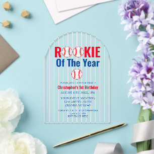 Rookie Of The Year Baseball 1. Geburtstag Acryleinladungen