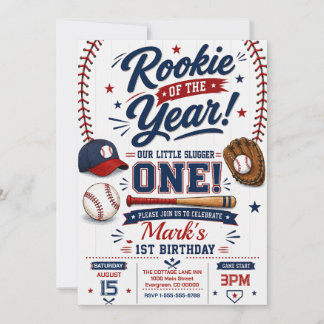 Rookie of the Year Baseball 1. Geburtstag Einladung