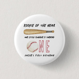 Rookie of the Year Baseball 1. Geburtstagsfeier Button
