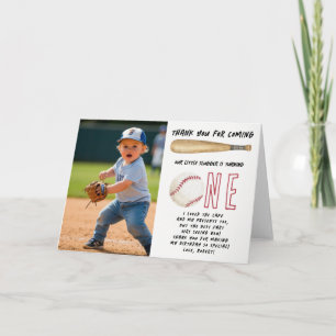 Rookie of the Year Baseball 1. Geburtstagsfeier Dankeskarte
