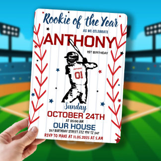 Rookie Of The Year | Baseball 1. Geburtstagsfeier Einladung
