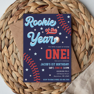 Rookie of the Year Baseball 1. Geburtstagsfoto Einladung