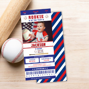 Rookie of the Year Baseball 1. Geburtstagsticket Einladung