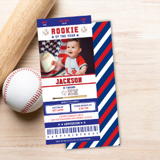 Rookie of the Year Baseball 1. Geburtstagsticket Einladung