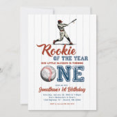 Rookie of the Year Baseball 1st Birthday Einladung (Vorderseite)
