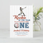 Rookie of the Year Baseball 1st Birthday Einladung (Stehend Vorderseite)