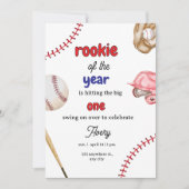Rookie of the Year Baseball 1st Birthday Invitatio Einladung (Vorderseite)