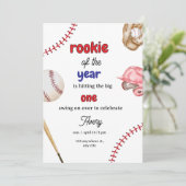Rookie of the Year Baseball 1st Birthday Invitatio Einladung (Stehend Vorderseite)