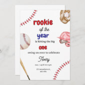 Rookie of the Year Baseball 1st Birthday Invitatio Einladung (Vorne/Hinten)