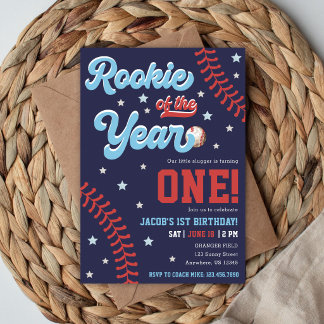 Rookie of the Year Baseball 1st Birthday Photo Einladung