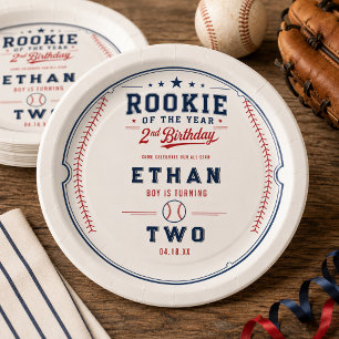 Rookie of the Year Baseball 2. Geburtstagsfeier Pappteller