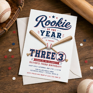 Rookie of the Year Baseball 3. Geburtstag Einladung