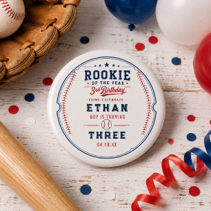 Rookie of the Year Baseball 3. Geburtstagsfeier Button