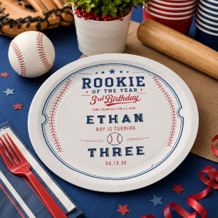 Rookie of the Year Baseball 3. Geburtstagsfeier Pappteller