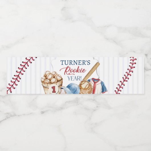 Rookie of the Year, Baseball Birthday, One  Wasserflaschenetikett (Einzelnes Label)