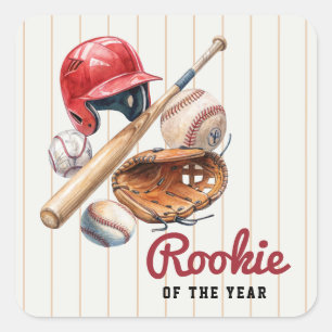 Rookie of the Year Baseball Geburtstag Quadratischer Aufkleber