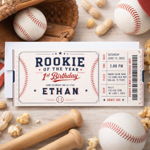 Rookie of the Year Baseball-Ticket 1. Geburtstag Einladung