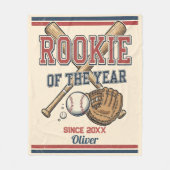 Rookie of the Year Baseball Vintage Fleecedecke (Vorderseite)