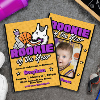 Rookie of the Year - Boy First Birthday Basketball Einladung