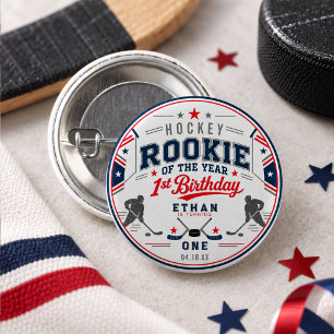 Rookie of the Year Hockey-Ticket zum 1. Geburtstag Button
