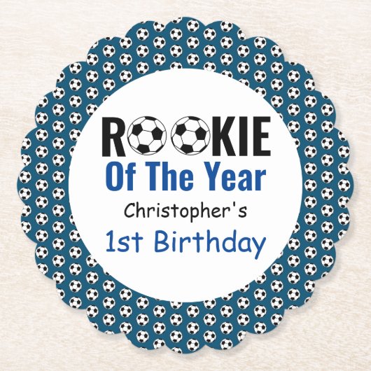 Rookie Soccer 1. Geburtstag Untersetzer (Vorderseite)
