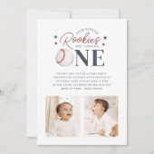 Rookie Twins 1. Geburtstag - Zwei Fotos Einladung (Vorderseite)