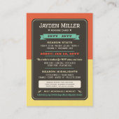 Rookie Year Baseball 1. Geburtstagskarte Telefonnummerkarte (Rückseite)