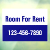 Room For Rent Navy Blue and White Phone Number Fensteraufkleber (Blatt 3)