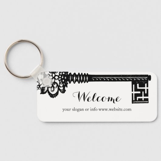 Room Number Rental Business Skeleton Key Keychain Schlüsselanhänger (Rückseite)