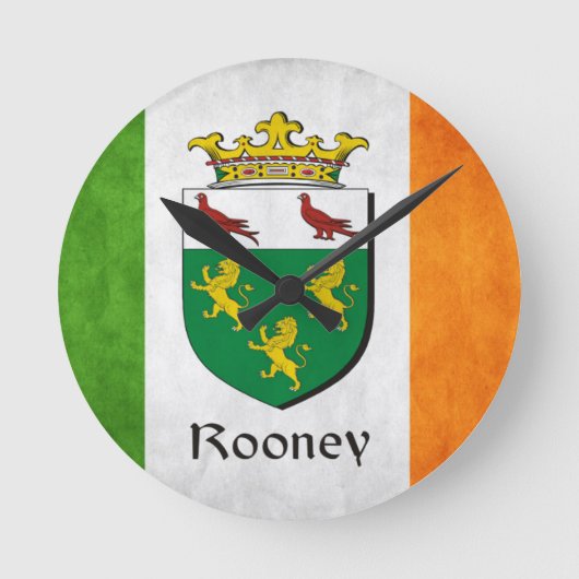 Rooney Irish Flag Runde Wanduhr (Vorderseite)