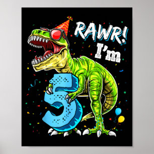 Roooar ich bin 5 5. Geburtstag T-Rex Dinosaurier L Poster