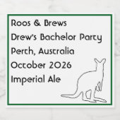 Roos & Brews Bachelor Party Memory Bierflaschenetikett (Einzelnes Label)