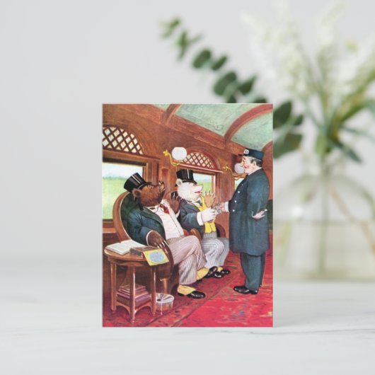Roosevelt Bears Fahrt mit dem Zug Postkarte (Stehend Vorderseite)