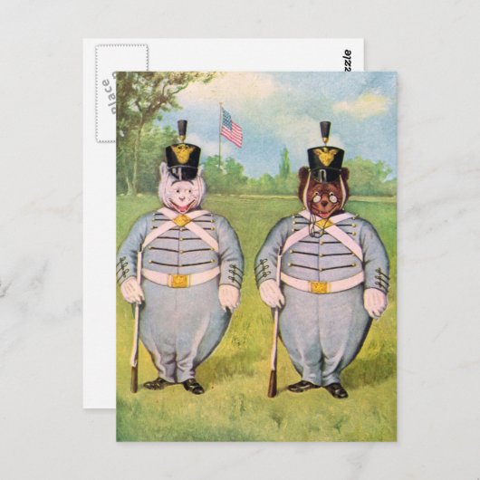 Roosevelt Bears im Militär Postkarte (Vorne/Hinten)